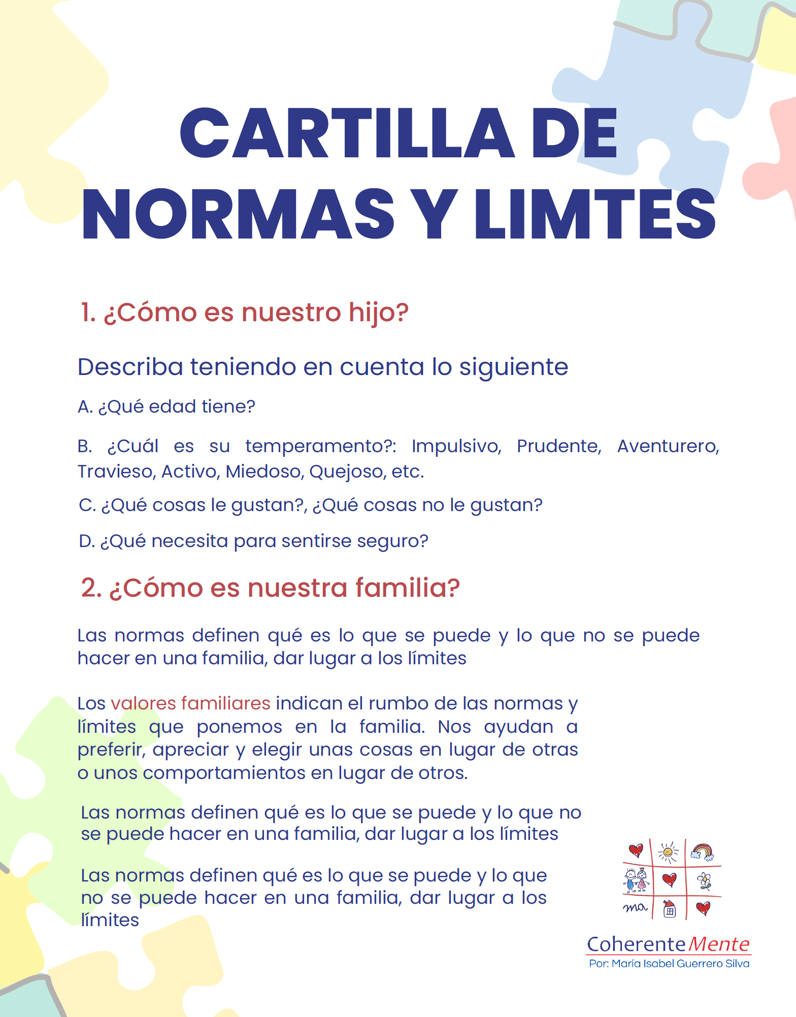 cartilla de normas y límites para padre coherentes